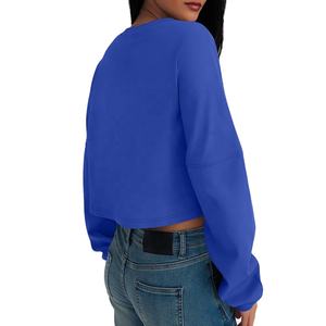 Sudaderas personalizables de cuello redondo de algodón para mujer Jersey suave transpirable Ajuste regular Manga larga Invierno Impreso Servicio OEM - Product Image 2