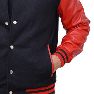 Veste universitaire en cuir noir de haute qualité pour femmes manches en cuir broderie à logo personnalisé à prix bon marché - Product Image 5