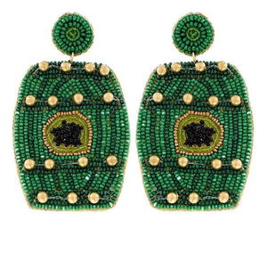 <b>Top</b> Fashionable Beaded Embroidery Green & Golden Leaf <b>Earring</b> With Elegant Jewelry And Handwork Detailing From India - Product Image 2