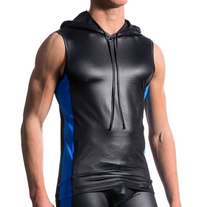 New Designer Stylish Zipper Singlet <b>Tank</b> <b>Top</b> <b>Men</b> <b>Top</b> Selling Custom Breathable Fitness Clothing Sports Gym Polyester Plain Black - Product Image 4