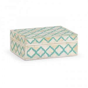 Caja de Joyería Rectangular Hecha a Mano con Incrustaciones de Hueso, Patrón Sólido, Color y Tamaño Personalizados para Compradores de Exportación - Product Image 1