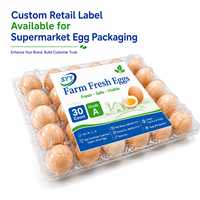 Boîte de 30 plateaux à œufs en PET transparent de qualité alimentaire, haute clarté, avec couvercle et fond séparés, pour l'agriculture, les fermes avicoles, les grossistes, personnalisable