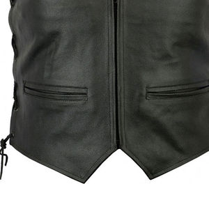 Gilet en cuir de motocyclette léger avec broderie personnalisée pour hommes Gilet de motard de mode de grande taille Prix bon marché Conception personnalisée OEM - Product Image 2