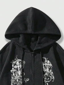 Vente en gros de sweats à capuche personnalisés brodés de haute qualité pour l'hiver, style streetwear noir avec strass - Product Image 2