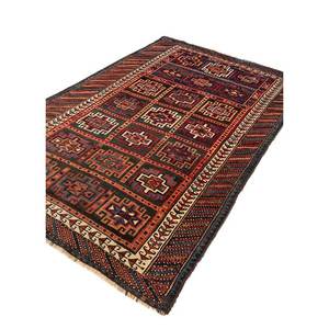 พรมขนสัตว์ทำมือขนาดใหญ่ Nayaab รูปทรงสี่เหลี่ยมผืนผ้า 9x12 ฟุต ลายเรขาคณิตสีแดงส้มคลาสสิก ทอแบบเรียบ สำหรับทางเข้าบ้าน-Paem-994 - Product Image 2