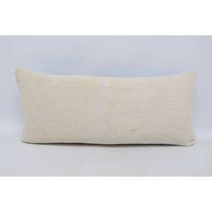 Luxury 16x36 Inch Wool <b>Pillow</b> Modern Minimalist Off-White Plain <b>Flat</b> with Woven Technique Square Shape for Sofa or Bedroom Use - Product Image 1