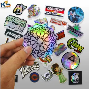 Desain kustom asli stiker Hologram Label kustom Hologram tahan air Die Cut stiker Hologram