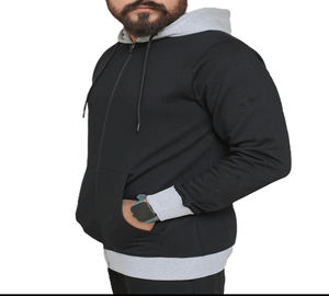 Vente en gros de sweats à capuche en molleton 100% coton uni de qualité supérieure pour hommes, fermeture éclair intégrale, chaud, coupe-vent, respirant, sport, décontracté - Product Image 3