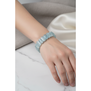 Bracelet en pierre naturelle d'aquamarine à coupe large - Product Image 6