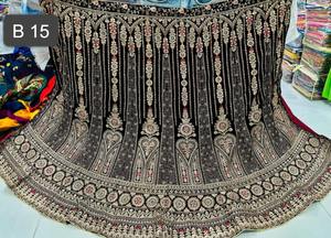 Opulent Modern Velvet Jarkan Lehenga Double Can <b>Flare</b> Heavy Dupatta Long Choli Floor-Length for Bridal Wear Party Wear Summer - Product Image 2