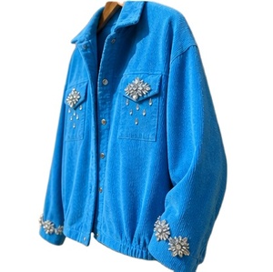 Wholesale Women's Casual Long Sleeve <b>Single</b> Button Corduroy Short Style Solid <b>Quilted</b> Windproof Eco-Friendly 100% Cotton Jacket - Product Image 3