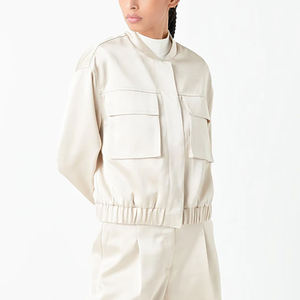 Chaqueta universitaria de satén económica para mujer, chaqueta universitaria de satén de lona ligera transpirable a bajo precio - Product Image 4