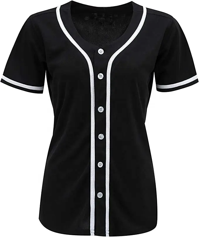 Günstige Top-Qualität benutzer definierte Frauen Hip Hop Hipster Baseball Trikots Damen Button Down Shirts Softball Team Sport Uniformen Kleider