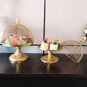 Set of 2 Gold Plated Round Shape <b>PC</b> Metal Cup Cake <b>Stands</b> Different Sizes Tableware for Dessert Snacks Display - Product Image 1