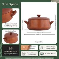 Casserole en bois naturel fini, de haute qualité, faite à la main, design classique et moderne, extérieur poli, diamètre 20 cm