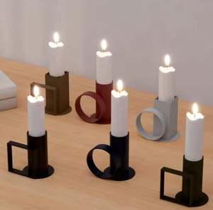 Bougeoir de pilier en verre de candélabre de fer moderne et attrayant de vente chaude pour la boîte de décoration à la maison emballée - Product Image 2