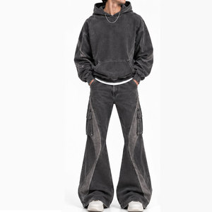 Pantalones de hombre personalizados con corte bootcut y acampanado, diseño moderno de cintura elástica, estilo casual, para distribuidores mayoristas de moda. - Product Image 1