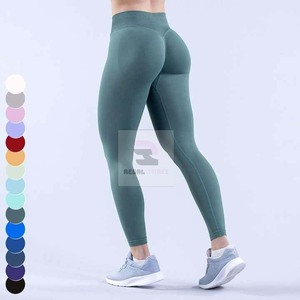 Pantalon de fitness pour femmes avec logo personnalisé, leggings de yoga tricotés confortables avec logo à la taille, méthode de tissage tissé - Product Image 3
