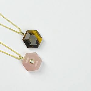 Collier avec pendentif en pierre précieuse amazonite chrétienne incrustée d'un hexagone - Argent sterling 925 - Bijoux faits à la main - Product Image 4