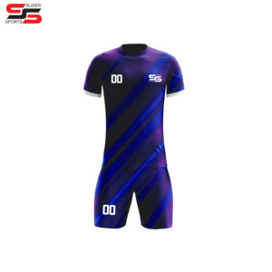 ชุดฟุตบอลพิมพ์ลายแบบ Heat-Transfer เสื้อแขนสั้น กางเกงขาสั้นระบายอากาศ พร้อมสีและโลโก้ตามสั่ง ผลิตจากโพลีเอสเตอร์ 100% - Product Image 1
