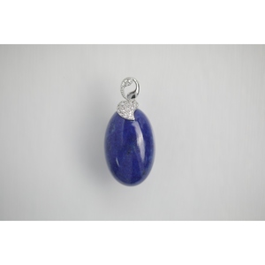 Colgante de Cabujón de Semilla de Lapislázuli - Collar con Cadena de Cuerda de Latón Bañado en Rodio con Cuarzo y Turquesa - Product Image 2