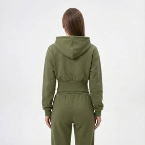 Sudaderas Cortas de Algodón Grueso de Alta Calidad para Mujer, Precio al por Mayor, Cintura Ancha con Nervaduras, Hombros Caídos, Estilo Informal, Personalizadas - Product Image 3