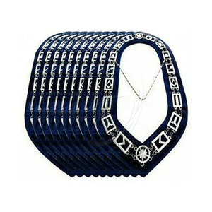 MASTER MASON BLUE LODGE PLATA METAL 12 CADENA COLLAR MASONIC REGALIA Masonic Shrine Collar de cadena - Product Image 1