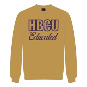 HBCU Que sweat-shirt en chenille éduqué or et violet brodé Patch coton mélangé fraternité grecque Divine Nine HBCU Apparel - Product Image 3