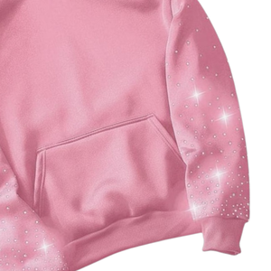 Sweat à capuche rose pour homme avec strass, luxe, cristal, nouveau, brillant, streetwear, hip hop, mode, esthétique diamant, élégant, chaud, automne - Product Image 6