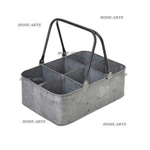 Porta Cubiertos Galvanizado de 6 Compartimentos, Porta Cubiertos Rectangular de Calidad Superior de Home Arts - Product Image 1