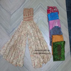 Pyjama plazzo imprimé en soie pour dames pyjama saree pantalon plazzo saree de l'inde pyjama vintage saree pyjama imprimé saree - Product Image 1