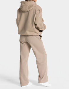 Ensemble survêtement femme en molleton de coton respirant, sweat à capuche zippé taupe à capuche, jogging, 2 pièces, best-seller de l'hiver - Product Image 2