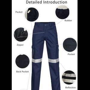 Pantalon cargo en toile pour homme, multi-poches, respirant, vêtements de travail décontractés pour un usage quotidien, vêtements de chantier - Product Image 5