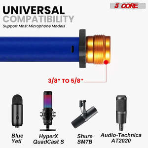 5 Core Mic Stand Floor Height Adjustable <b>Tripod</b> Microphone Stands w Extending Telescoping Boom Arm - Product Image 4