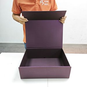 <span class=keywords><strong>Flip</strong></span> Flap Cover Natural Purple Texture Paper Luxury Feeling Boîte de fermeture magnétique réutilisable avec deux murs supplémentaires - Product Image 3