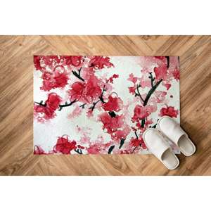 Tapis imprimé fleurs de cerisier japonais - Accent floral moderne élégant, tapis en velours - Product Image 5