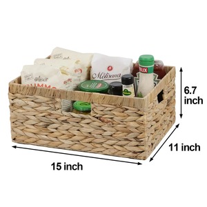 Panier en jacinthe d'eau naturelle tissé à la main avec cadre métallique, panier de rangement fait à la main, vente en gros, écologique, fabriqué au Vietnam - Product Image 2