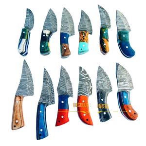 Cuchillo de bolsillo Skinner de hoja fija de Damasco hecho a mano de 4 pulgadas, de moda, superventas, OEM, precio económico, con mango completo - Product Image 1