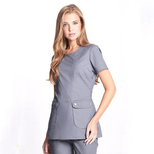 Meilleur design, tunique médicale en spandex tissé, tenue de salon de beauté, uniforme de spa pour femmes, ourlet incurvé, contraste, ensembles de blouses - Product Image 5
