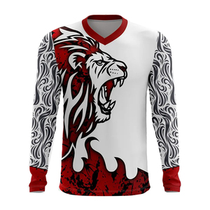 เสื้อรัดกล้ามเนื้อแขนยาวสำหรับผู้ชาย MMA ระบายอากาศได้ดี พิมพ์ลายแบบ Sublimation คอวี ผลิตจากโพลีเอสเตอร์/ไนลอน สำหรับผู้ใหญ่ - Product Image 6