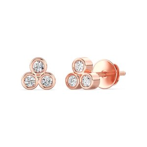 Lab Grown Diamond Three <b>Stone</b> Stud Earrings - Product Image 5
