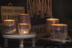 Centres de table de mariage cylindriques de luxe personnalisés, vides et vendables, faits à la main, pour la décoration intérieure, en verre mosaïque argenté/doré/bleu foncé - Product Image 3