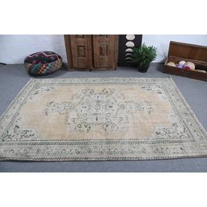 Tapis turc vintage 5,3x7,8 pieds, grand tapis oriental en laine gris - Product Image 3