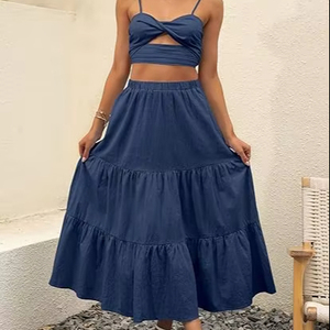 Falda Midi Mujer Elástica Básica Falda Larga Mujer Bohemia Playa