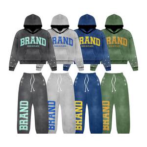 Men <b>Women</b> Satin Accent Tracksuit Premium Cotton Fleece Hooded <b>Jacket</b> Joggers Set Luxe Casual Activewear Suit - Product Image 1