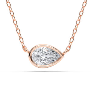 Moderne Minimaliste 1.50 Carat E-F/VVS-VS Moissanite Poire Diamant Ensemble Lunette Solitaire Pendentif Fabriqué en 950 Platine - Product Image 2