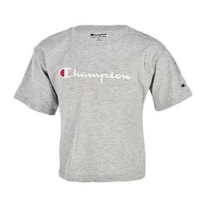 เสื้อเชิ้ตและเสื้อยืดสำหรับเด็กผู้หญิง Champion Boxy Script สี: เทา/ขาว ของแท้ 100% - Product Image 2