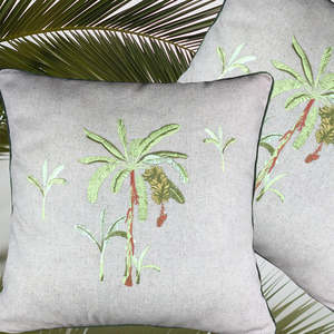 Custom Wholesale Embroidery Banana Tree Natural Linen Square Cushion Cover Functional Pillows & Positioners Removable Washable - Product Image 1