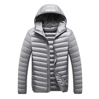 Veste matelassée personnalisée pour homme, bleu marine, imprimé léopard, doublure blanche, capuche, manteau d'hiver chaud, rembourrage matelassé, emballage en forme de tambour