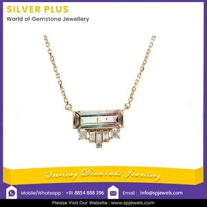 Collier pendentif en or massif 14K collier en diamant tourmaline pastèque pour femme productible en 10K/18K - Product Image 2